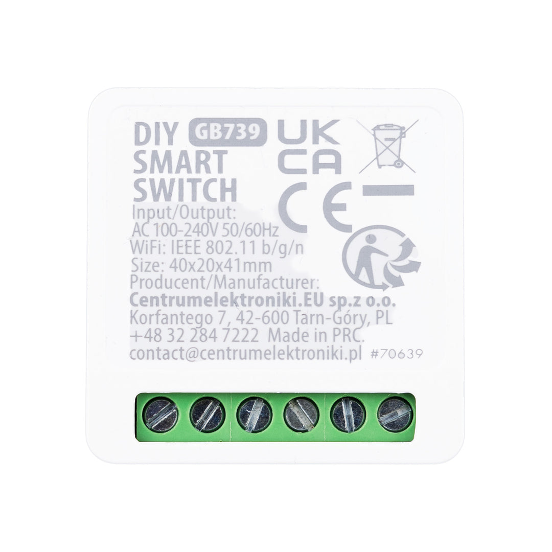 GreenBlue Flush-Mount WiFi Relay, Android/iOS/Alexa/Google Home, 100–240 V AC, 50/60 Hz, max. 16 A, for 150 W LEDs, GB739