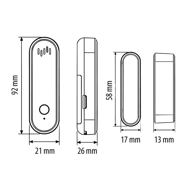 GreenBlue Wireless Reed Switch / WiFi Door/Window Sensor, Android/iOS, 3.0V DC, LR03x2, with Alarm, GB478