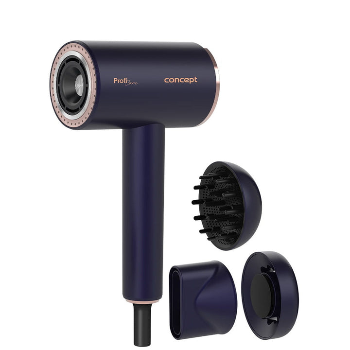 Concept ProfiCare hair dryer, BLDC motor, magnetic attachments, Oil Therapy function, child mode, Cold Mode function, VV8100