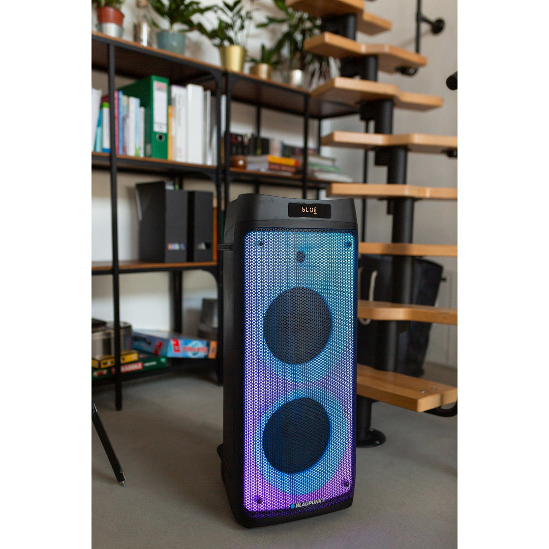 Blaupunkt Party Box speaker, LED lighting, Bluetooth, USB and AUX, FM radio, karaoke function, remote control, PB08DB
