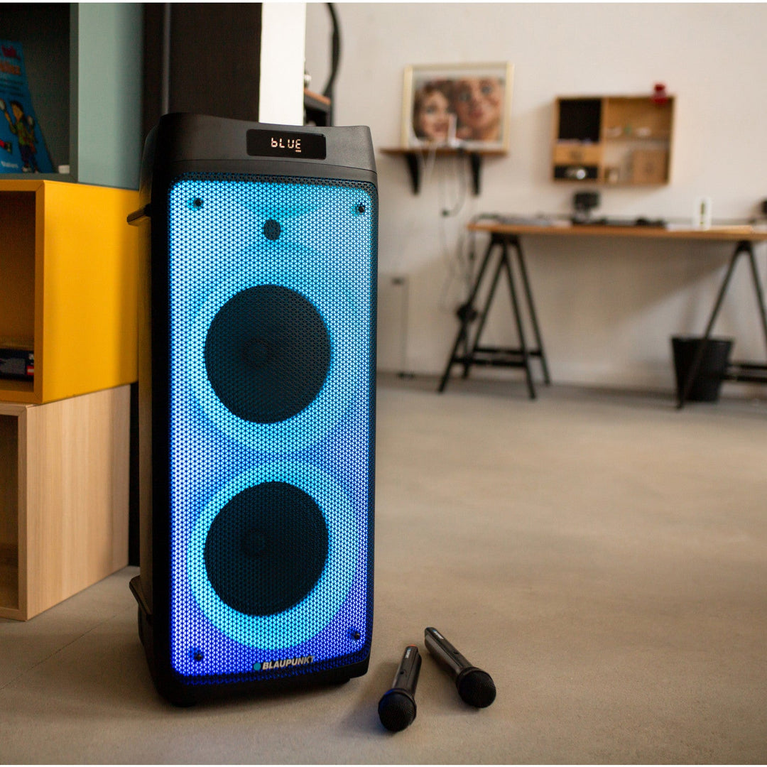 Blaupunkt Party Box speaker, LED lighting, Bluetooth, USB and AUX, FM radio, karaoke function, remote control, PB08DB