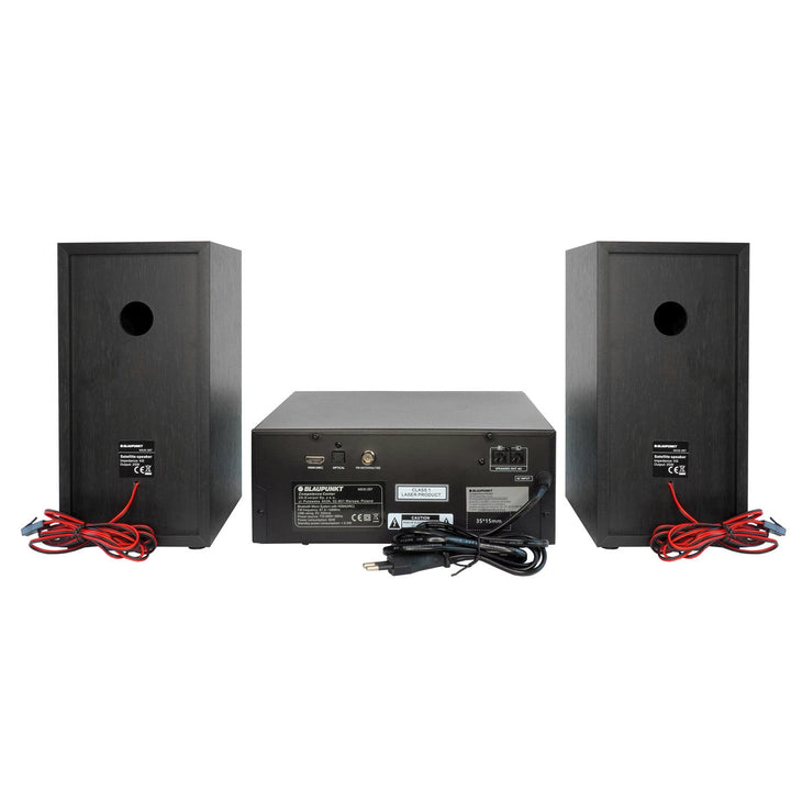 Blaupunkt micro system, 150W power, FM radio, AUX socket and USB port, Bluetooth, HDMI input, alarm clock, LED display, black, MS30.02BT