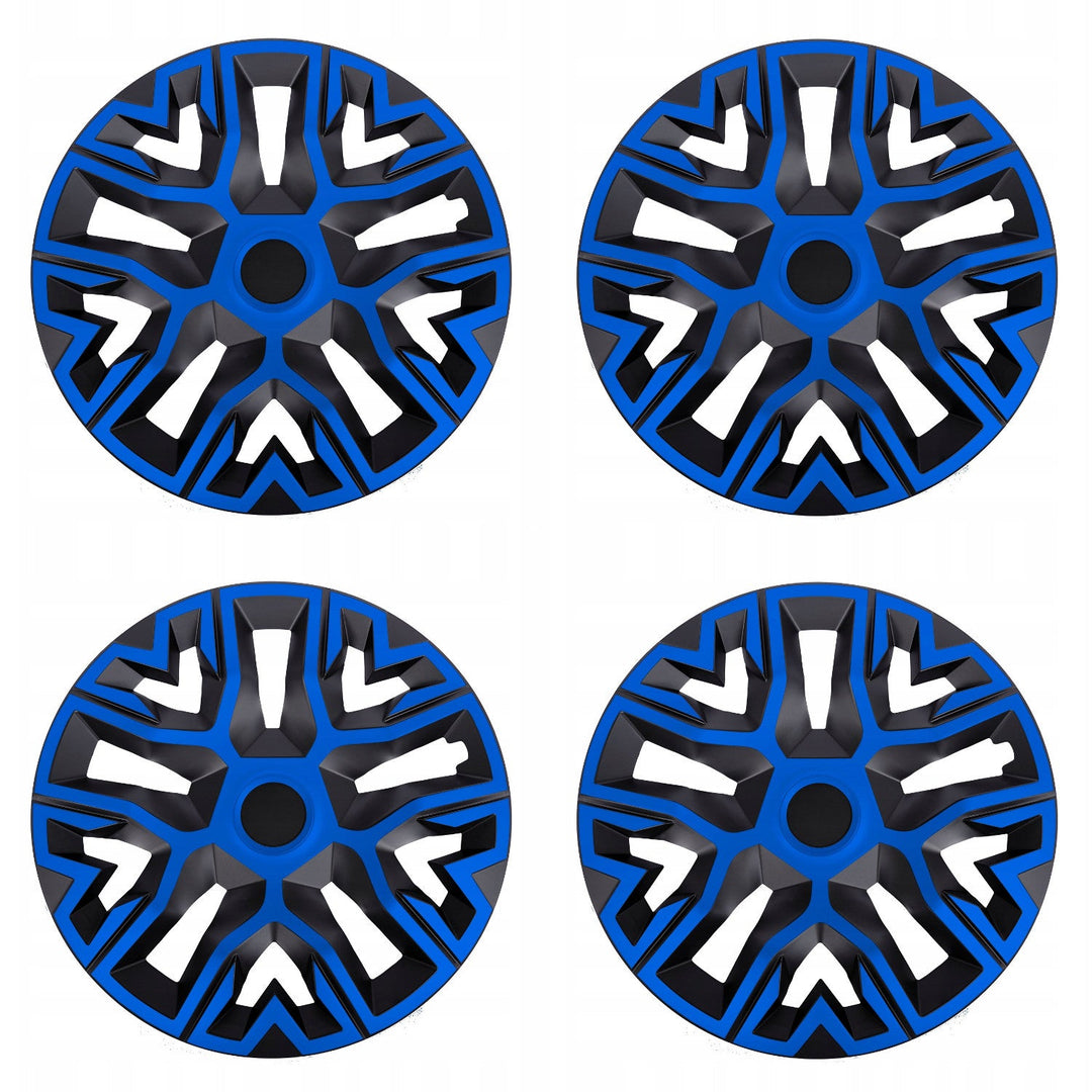 Universal 14" NRM The Best Bicolor blue and black hubcaps, 4 pieces