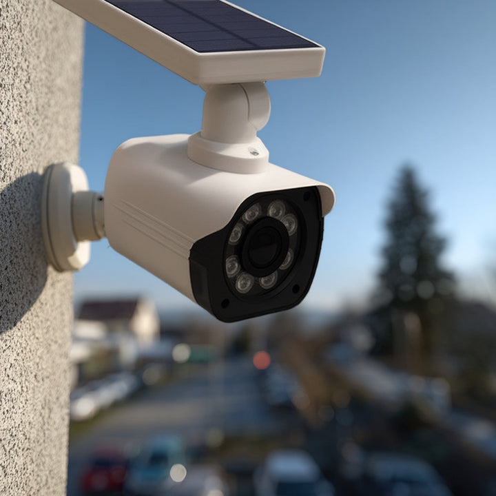 Solar camera dummy, flashing LED, motion sensor, LED lighting, free sticker, SOL1800S, 2 pieces