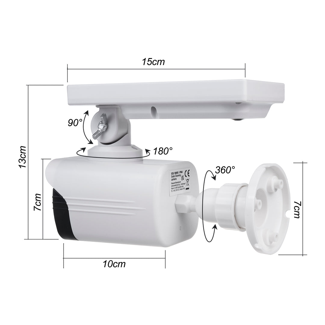 Solar camera dummy, flashing LED, motion sensor, LED lighting, free sticker, SOL1800S, 4 pieces