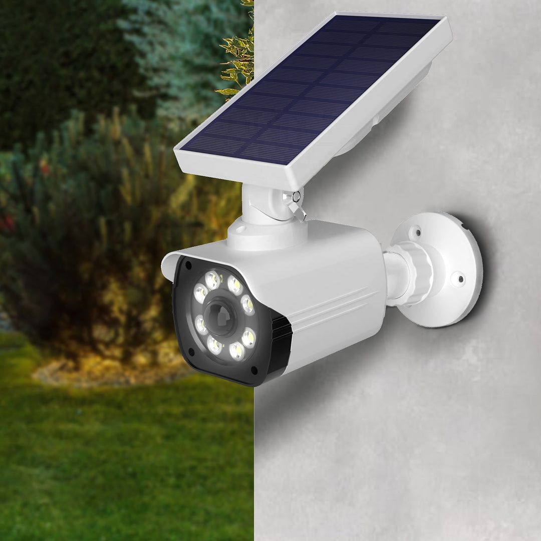 Solar camera dummy, flashing LED, motion sensor, LED lighting, free sticker, SOL1800S, 4 pieces