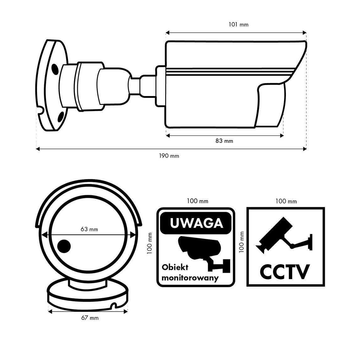 Set of two dummy tube cameras, IR LEDs, black, 2xAA power supply (included), ABS, IR1800 BT
