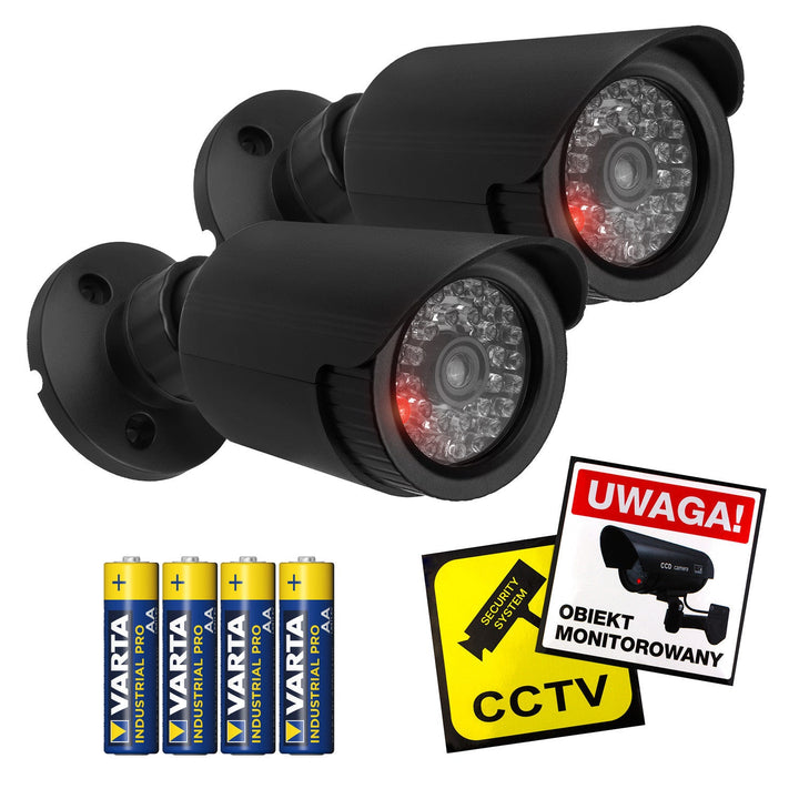 Set of two dummy tube cameras, IR LEDs, black, 2xAA power supply (included), ABS, IR1800 BT
