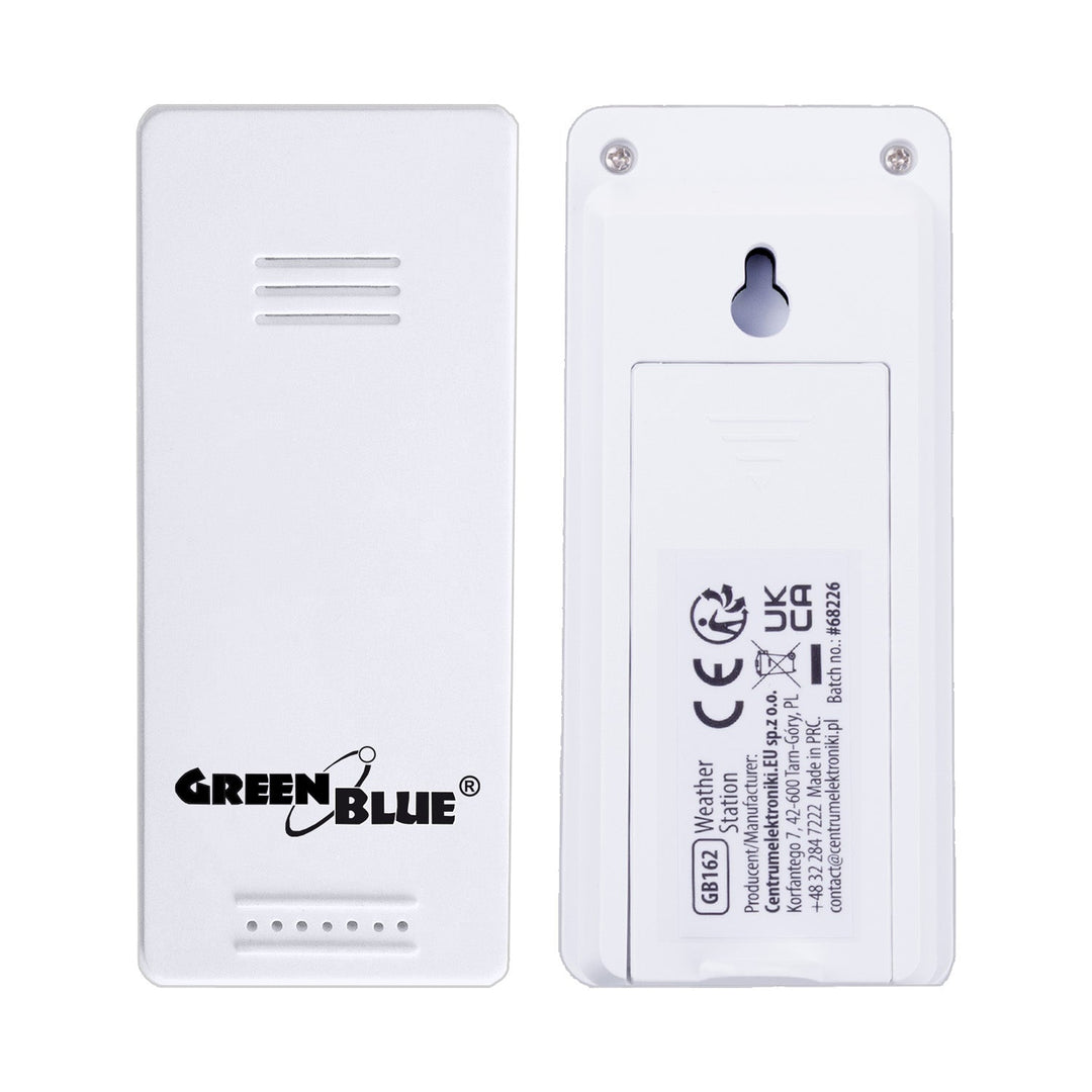 GreenBlue wireless weather station, IN/OUT temperature, clock, °C/°F selectable, range up to 60 m, GB162, 4x AAA battery