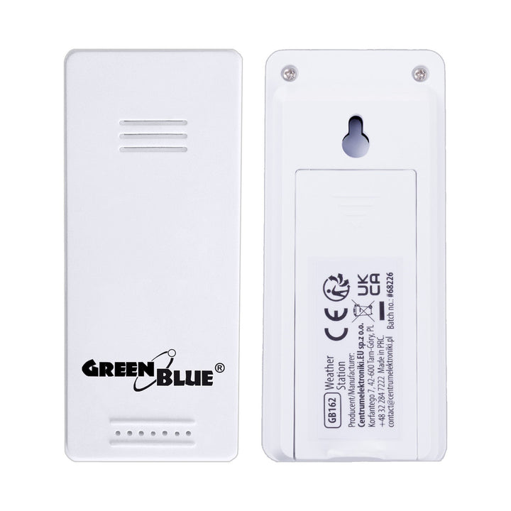 GreenBlue wireless weather station, IN/OUT temperature, clock, °C/°F selectable, range up to 60 m, GB162, 4x AAA battery