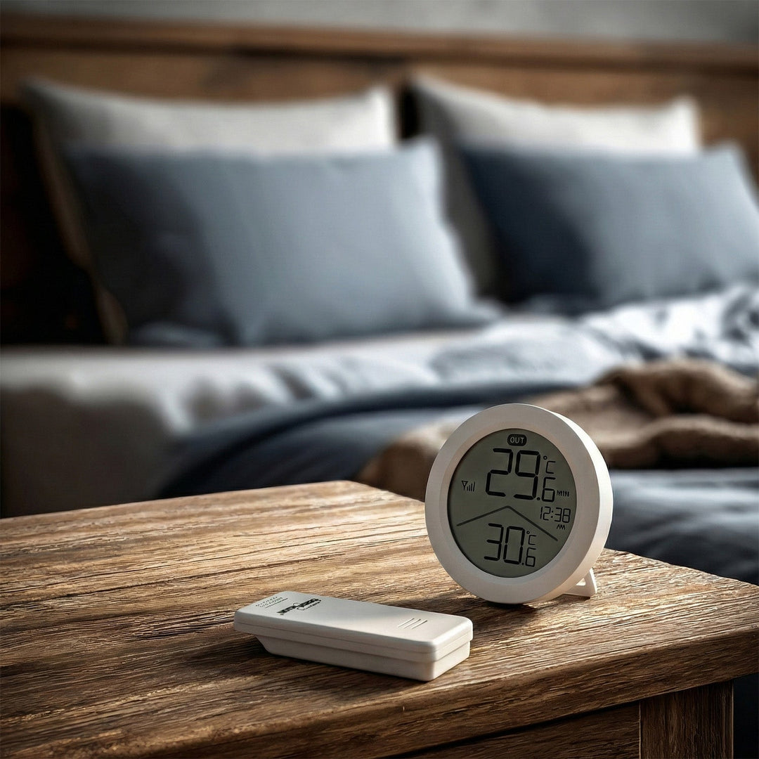 GreenBlue wireless weather station, IN/OUT temperature, clock, °C/°F selectable, range up to 60 m, GB162, 4x AAA battery