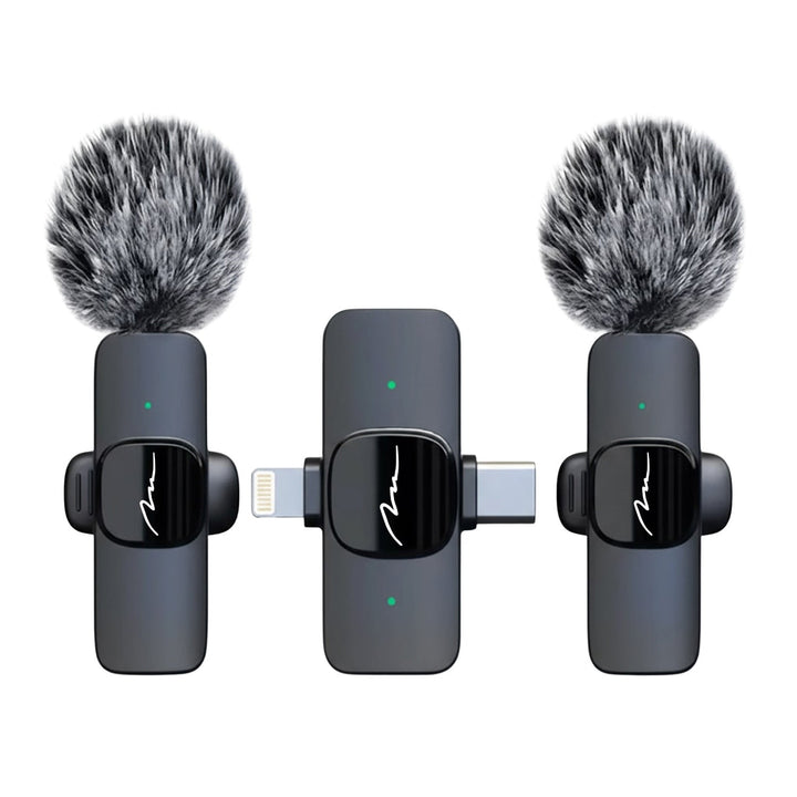 MICRO-MIC DUO - 2x wireless lapel microphone (set), clip-on, iOS & Android (OTG), mini, super-sensitive. USB-C & LIGHTNING, Mediatech