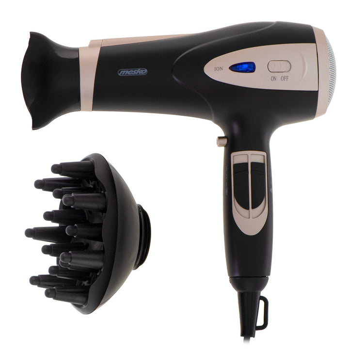 Mesko hair dryer, ionization function, diffuser, 2200W power, black, MS 2287