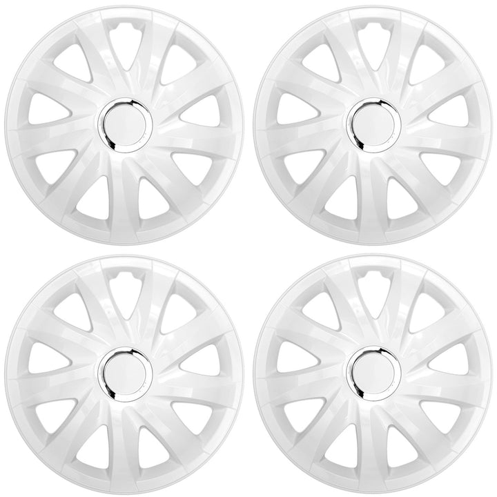 Universal 13" NRM Drift white hubcaps, set of 4