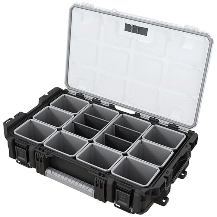 Keter ROC Pro Gear 1.0 Tool Organizer, capacity over 13 liters, clear and durable lid, dust- and water-resistant seal, metal latches, 257190