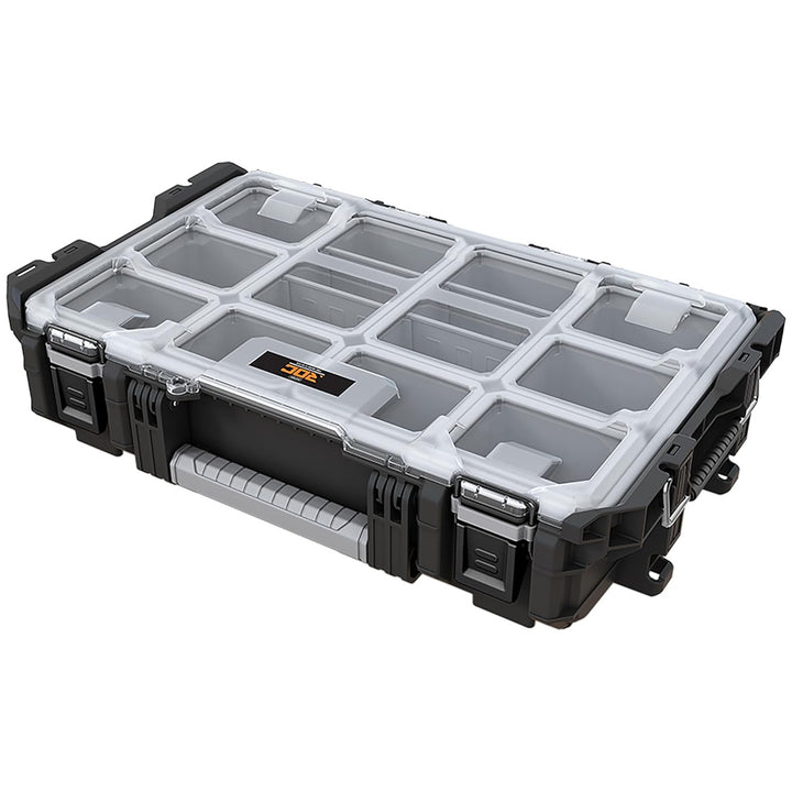 Keter ROC Pro Gear 1.0 Tool Organizer, capacity over 13 liters, clear and durable lid, dust- and water-resistant seal, metal latches, 257190