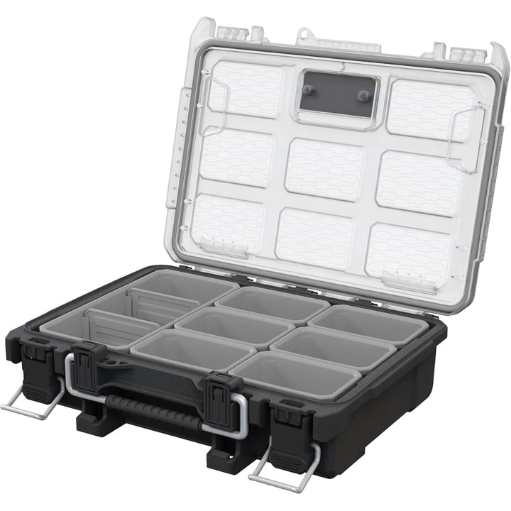 Keter ROC Pro Gear 2.0 Tool Organizer, wall-mount bracket, clear and durable lid, dust- and water-resistant seal, metal latches, 256983