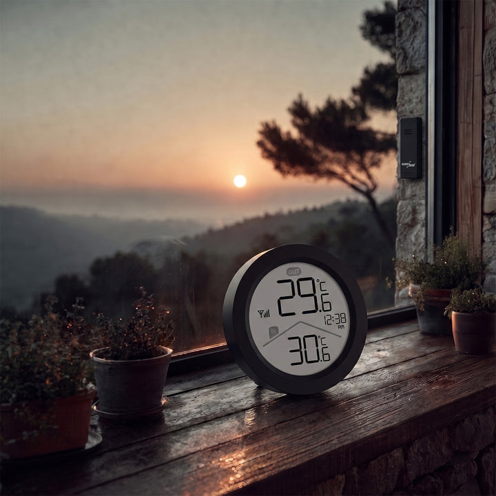 GreenBlue Wireless Weather Station, Indoor/Outdoor Temperature, Clock, °C / °F Selectable, Range up to 60 m, Black, GB162 B