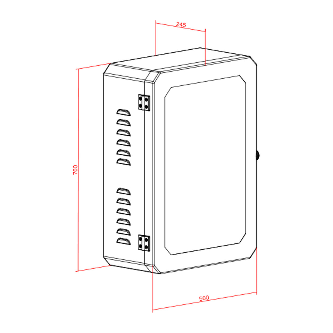 Maclean EV Charger Cabinet, IP65 Waterproof, Steel + Tempered Glass, Dimensions 70x50x25 cm, MC-900