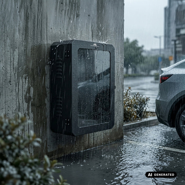 Maclean EV Charger Cabinet, IP65 Waterproof, Steel + Tempered Glass, Dimensions 70x50x25 cm, MC-900