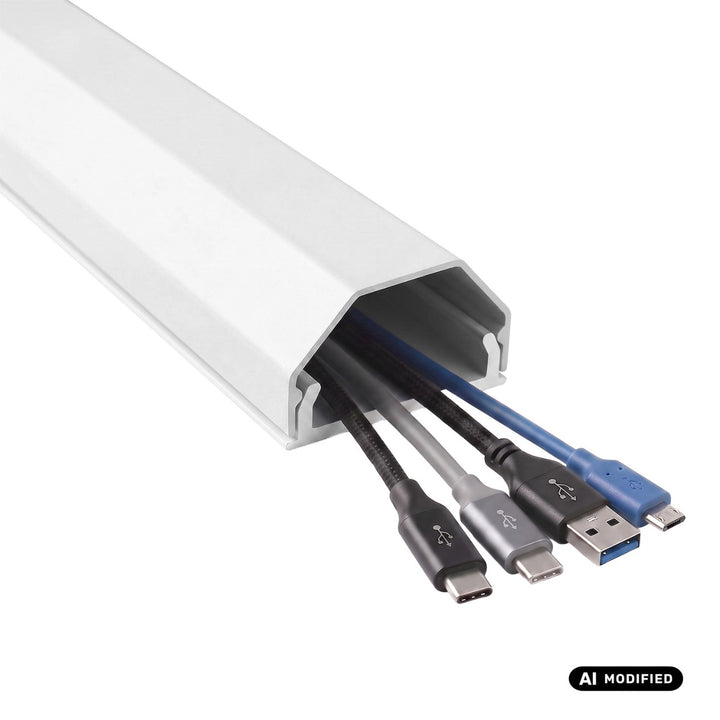 Maclean Aluminum Cable Cover Strip, 33x18x750 mm, White, MCTV-897 W
