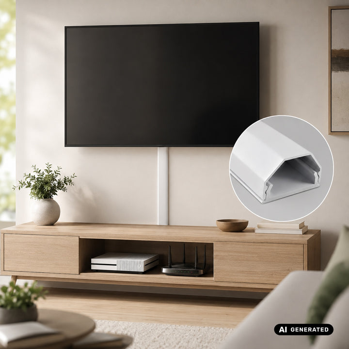 Maclean Aluminum Cable Cover Strip, 33x18x750 mm, White, MCTV-897 W