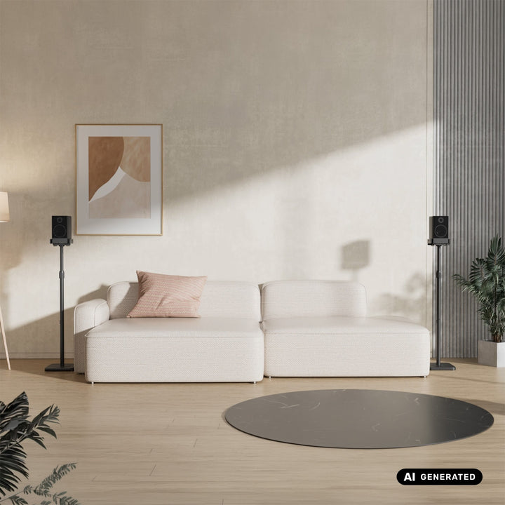Set of Maclean floor stands for speakers, universal, vertical and horizontal adjustment +10°–10°, max. 5 kg, MC-916