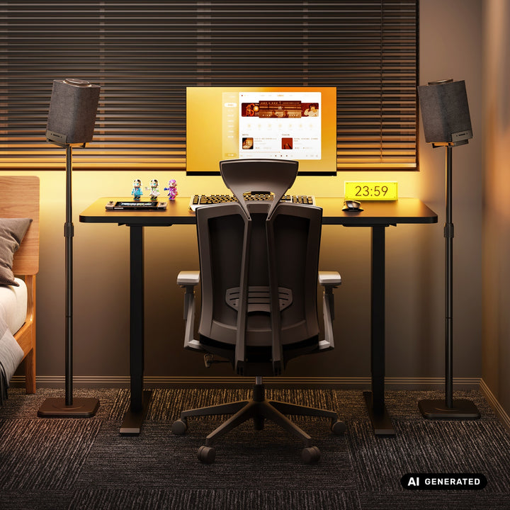Set of Maclean floor stands for speakers, universal, vertical and horizontal adjustment +10°–10°, max. 5 kg, MC-916