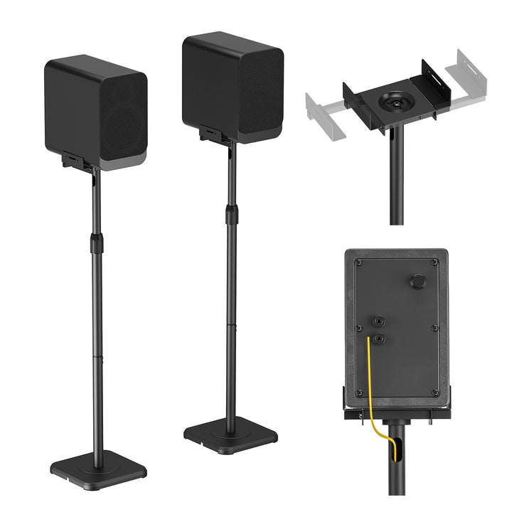 Set of Maclean floor stands for speakers, universal, vertical and horizontal adjustment +10°–10°, max. 5 kg, MC-916