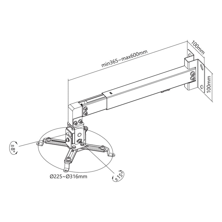 Maclean Wall Mount for Projector, Black, up to 20 kg, MC-205 B
