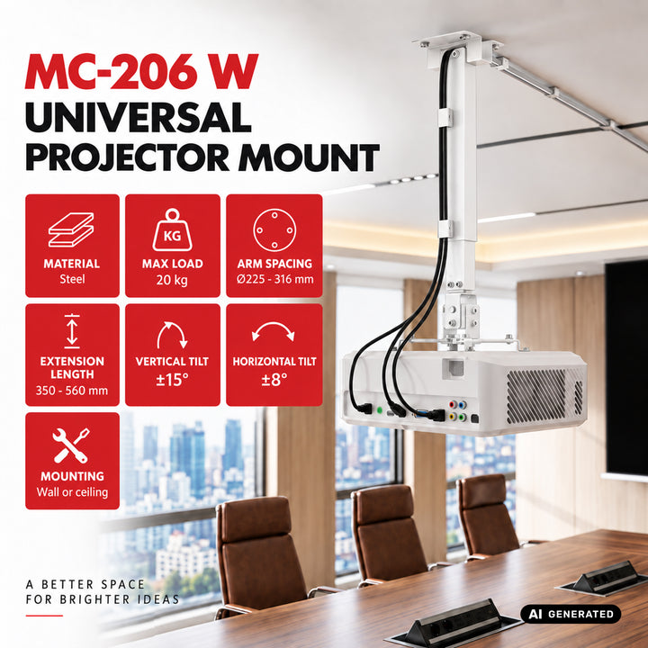 Maclean Universal Projector Mount/Hanger, White, up to 20 kg, MC-206 W