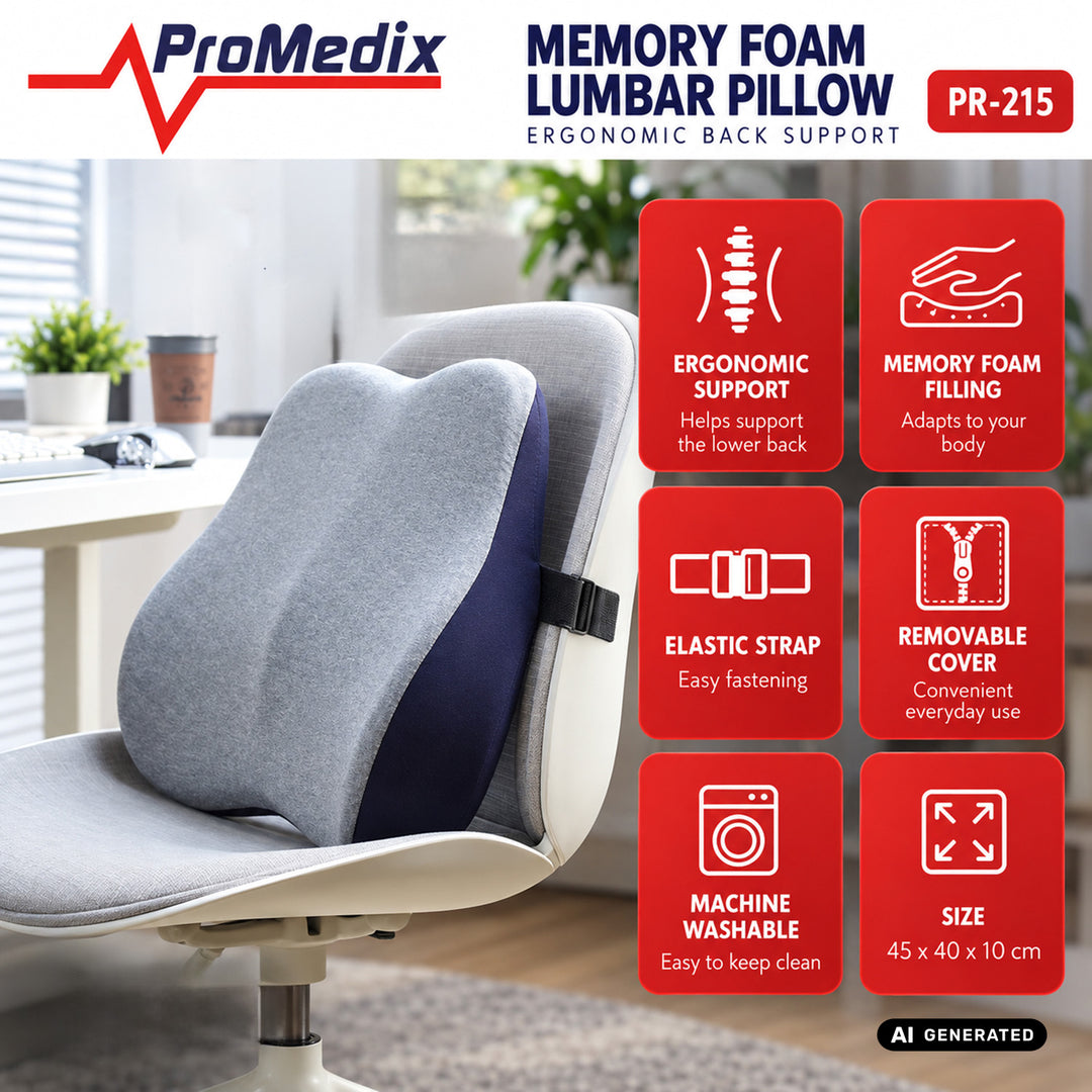 Promedix Memory Foam Lumbar Pillow, 45x40x10 cm, PR-215