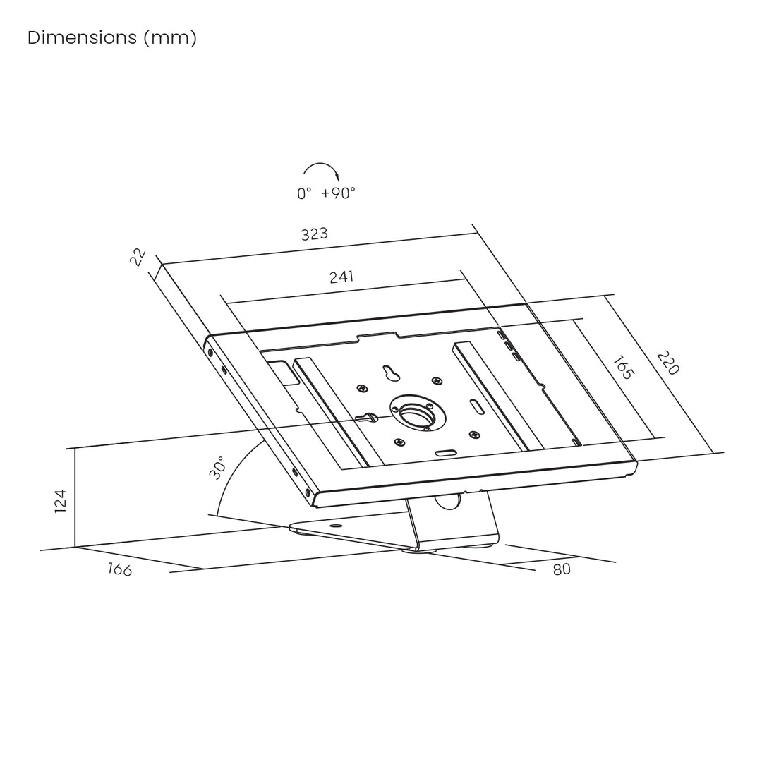 Maclean Tablet Advertising Mount with Lock, 10.9"-11", iPad Air/Pro, Samsung Tab A & S Series, 220x323x22mm, MC-957 W