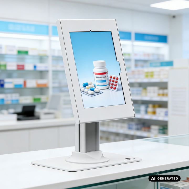Maclean Tablet Advertising Mount with Lock, 10.9"–11", iPad Air/Pro, Samsung Tab A & S Series, 220x323x22mm, MC-959 W