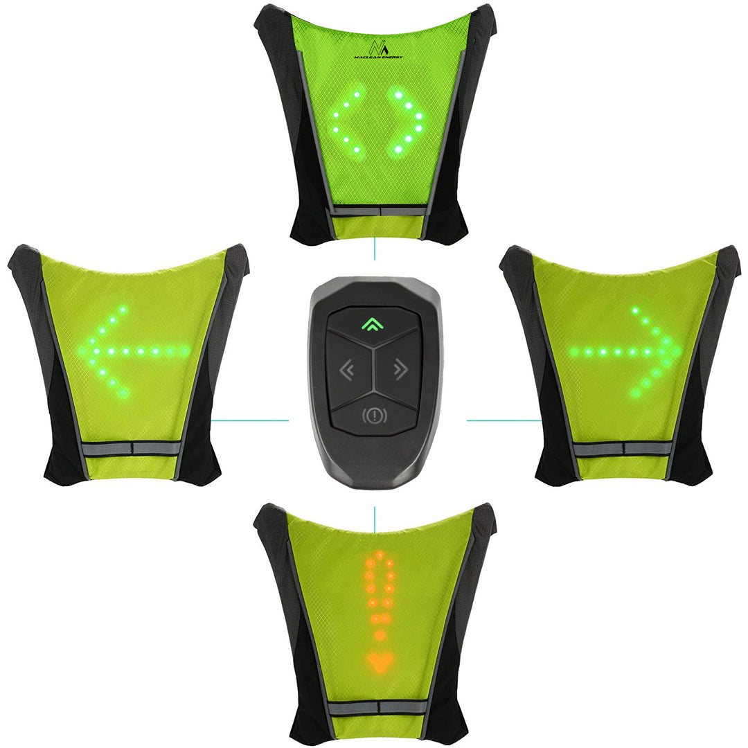 Backpack with LED signal light, remote control, water resistance: remote control IPx5, backpack IPX2 + sports shoulder straps for Maclean MC-445 phone