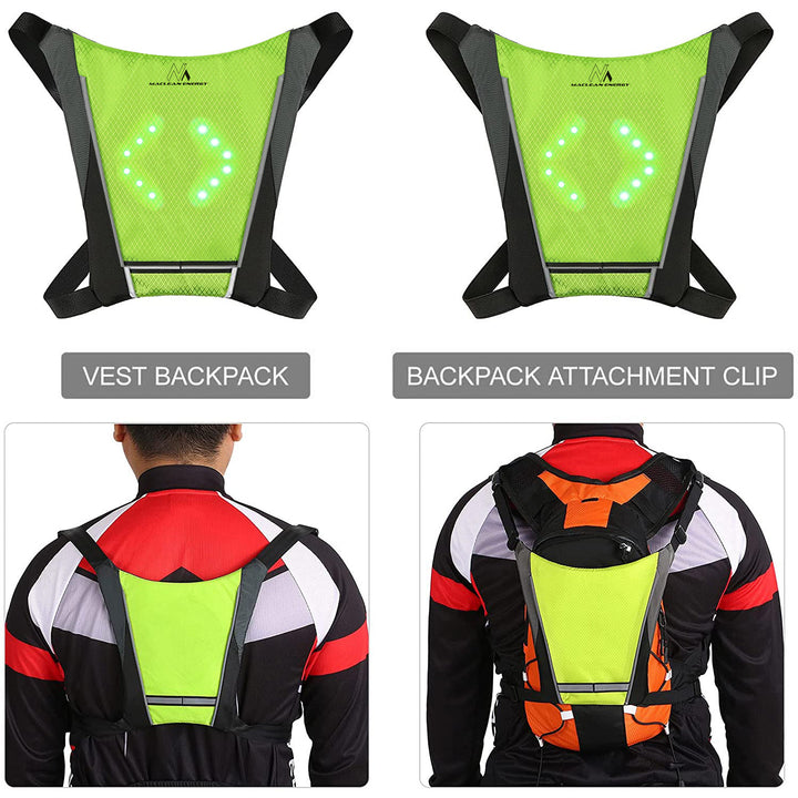 Backpack with LED signal light, remote control, water resistance: remote control IPx5, backpack IPX2 + Maclean sports phone harness, universal, MC-446