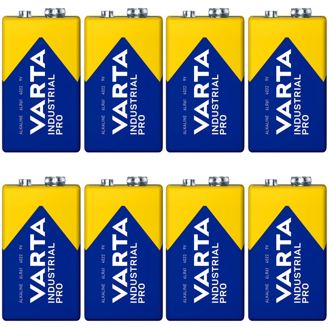 8x R9V R-9 6LR61 9V R-9 alkaline battery Varta Industrial Pro