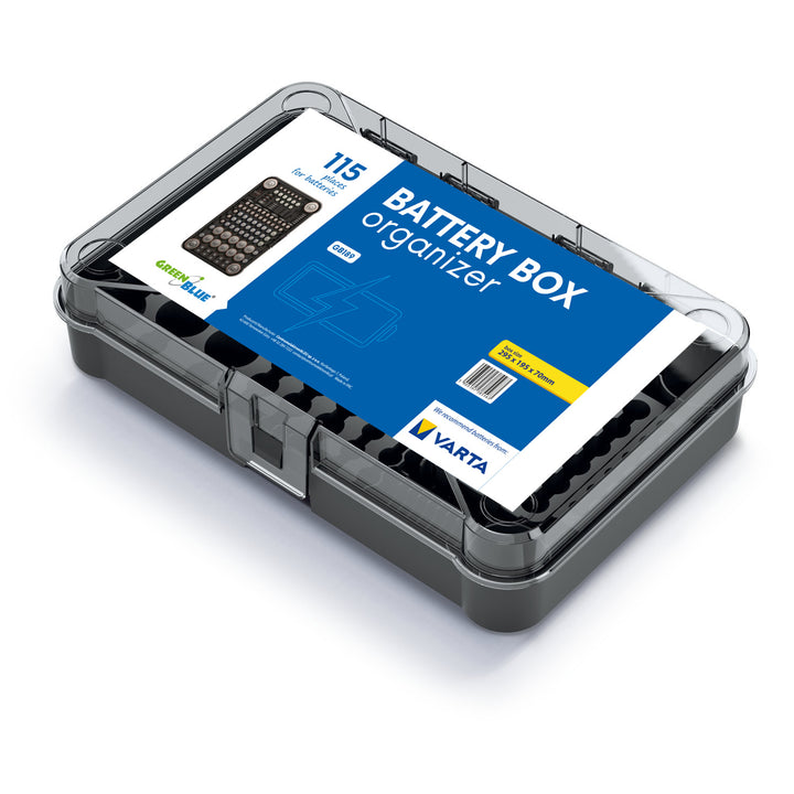 GreenBlue Varta Box GB189 battery organizer + 22x Varta Industrial AA batteries + 25x Varta Industrial AAA batteries + 4x Varta CR2032 lithium batteries