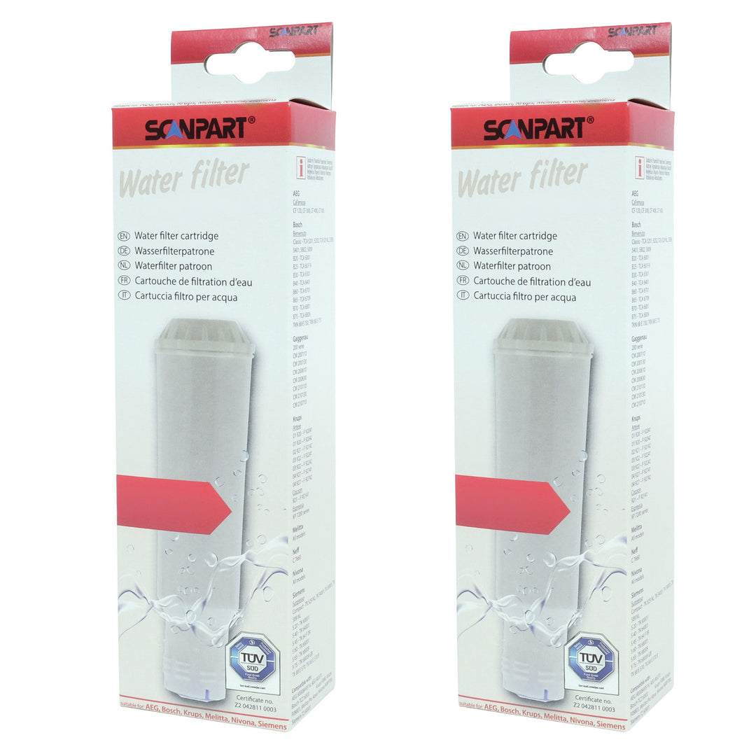 Water filter for AEG, BSH, Krups, Melitta, Nivona Scanpart screw-in espresso machines, 2 pieces