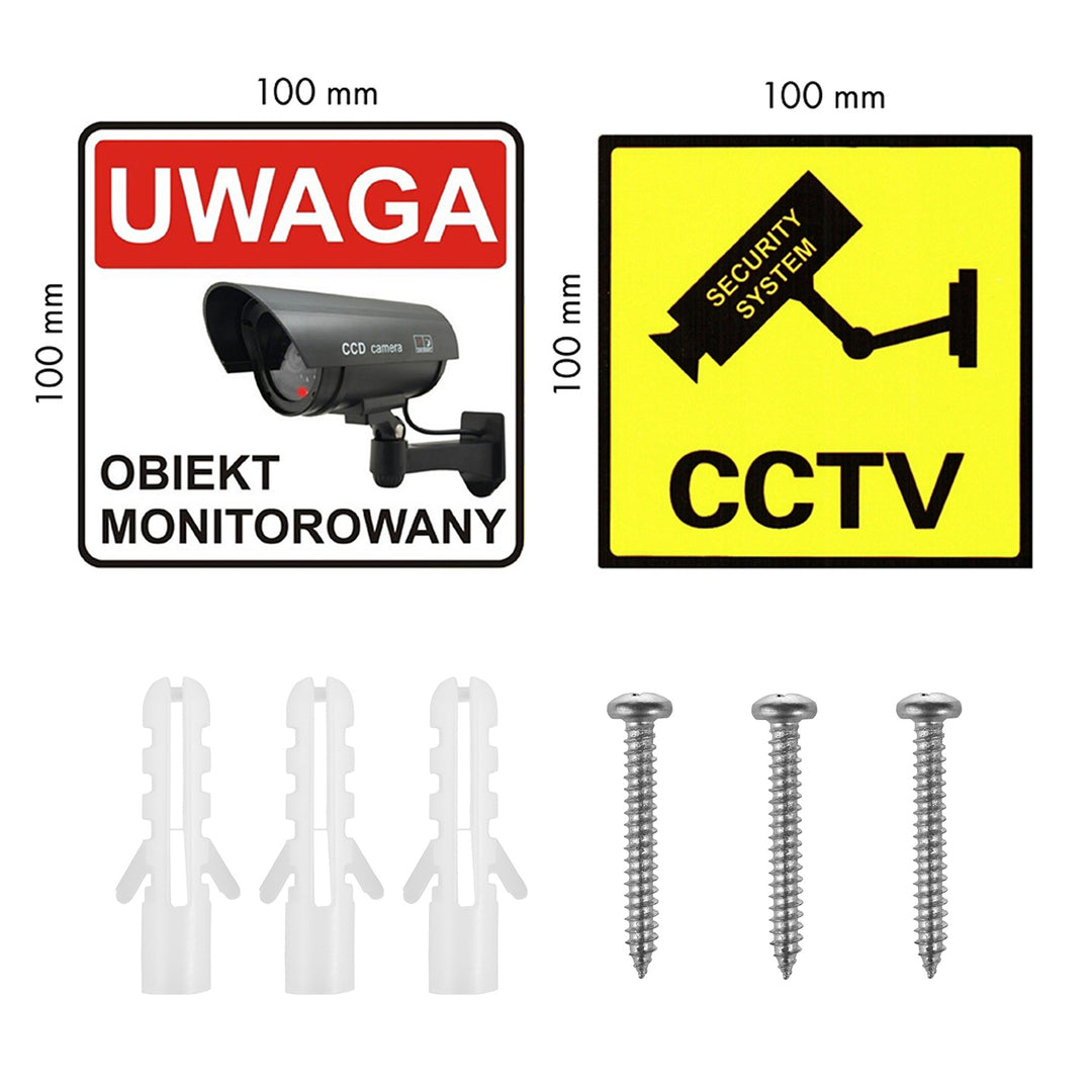 Solar-powered dummy camera, flashing LED, motion sensor, LED lighting, free sticker, SOL1800S/B