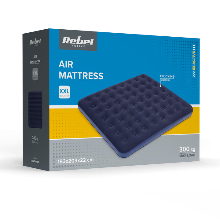 REBEL ACTIVE double inflatable mattress, dimensions 203x183x22 cm, RBA-5001-XXL