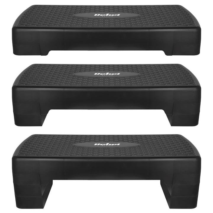 Rebel Active aerobics and fitness step, 3 steps, 68 cm, black, RBA-3227-BK