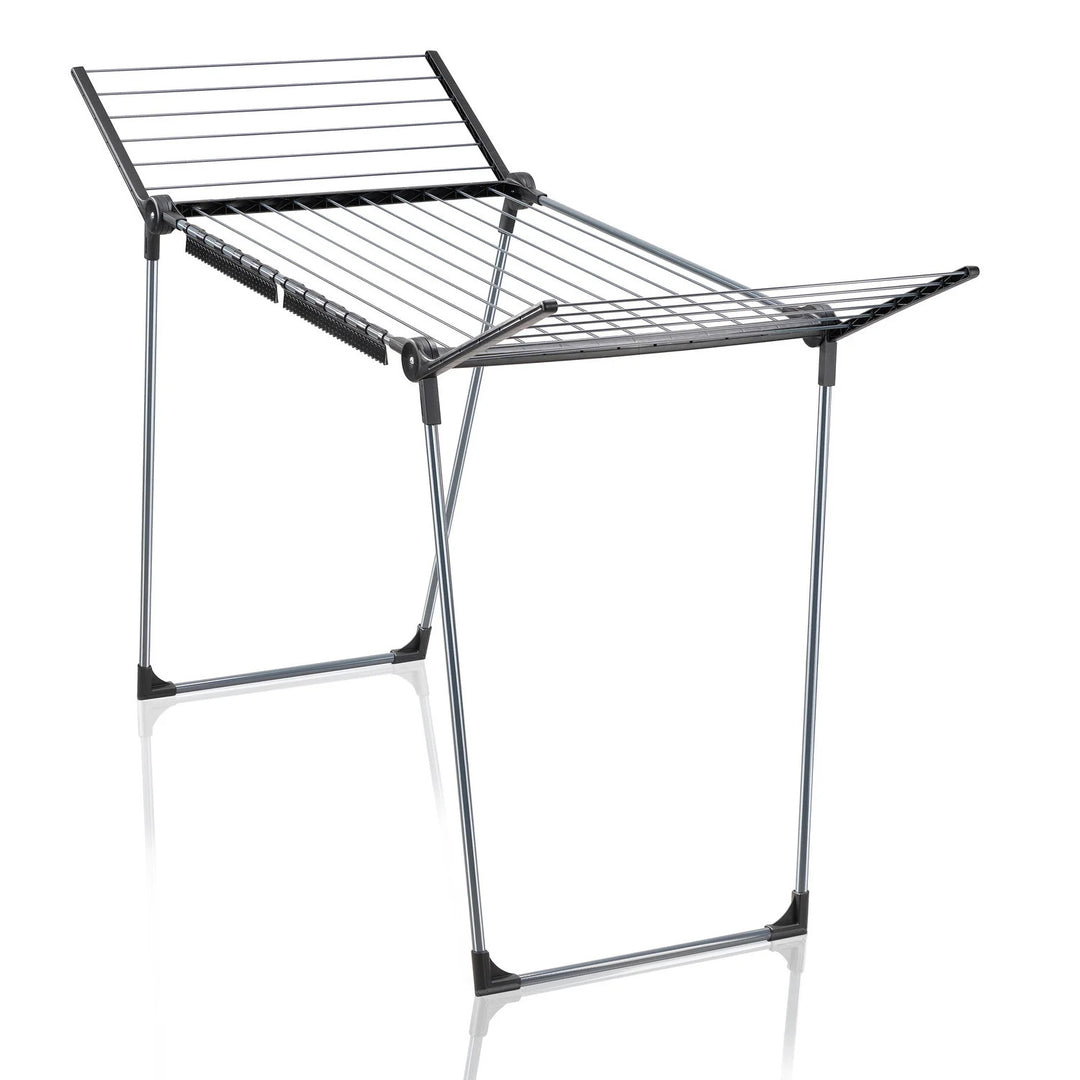 Leifheit Pegasus 180 Solid Black Drying Rack, 18 m line length, stable parallel legs, weatherproof, 2 laundry clips, 81589