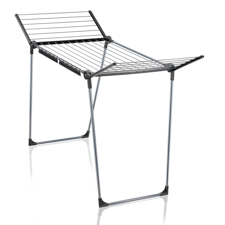 Leifheit Pegasus 180 Solid Black Drying Rack, 18 m line length, stable parallel legs, weatherproof, 2 laundry clips, 81589