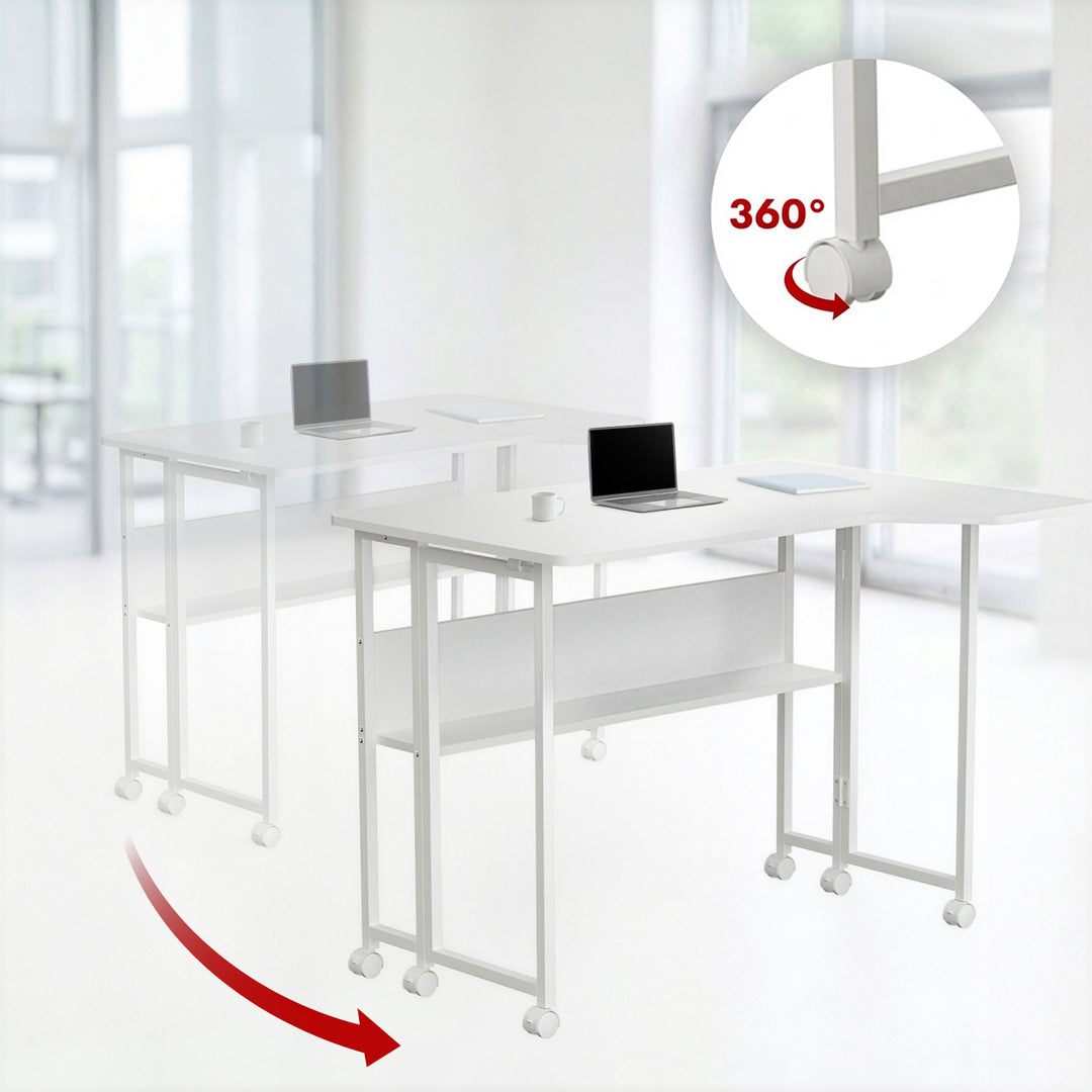 Maclean Folding Desk, White, Mobile, 100x65 cm, max. 50 kg, Corner, L-Shaped, MC-1250 L/W