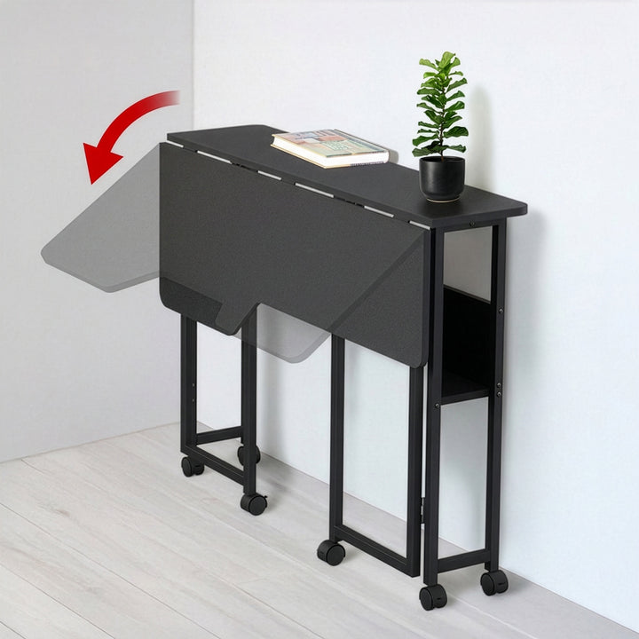 Maclean Folding Desk/Table, Black, Mobile, 100x73 cm, max. 50 kg, Angled, L-Shaped, MC-126 L/B