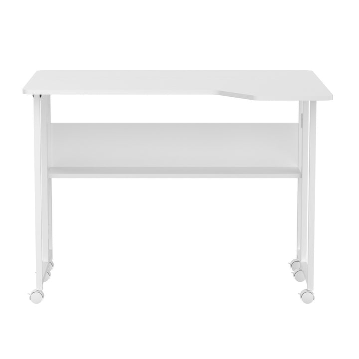 Maclean Folding Desk/Table, White, Mobile, 100x73 cm, max. 50 kg, Corner, L-Shaped, MC-126 L/W