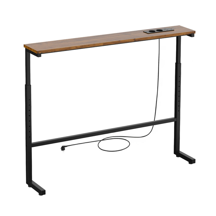 Maclean Console/Side Table with Charging Strip, black with a rustic tabletop, height adjustable 62–83 cm, max. 25 kg, 2.5 m cord, MC-140 B