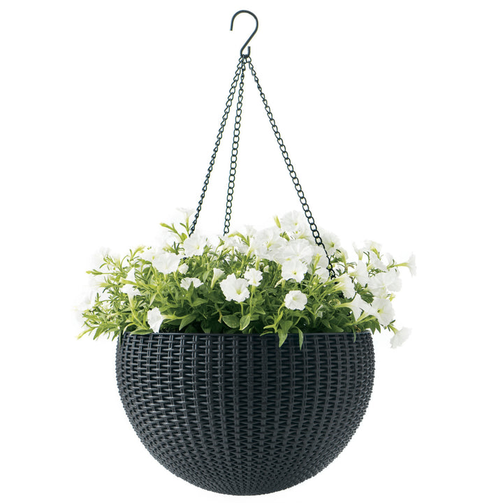 Keter Sphere Planter Hanging Pot, Anthracite, 3 pieces