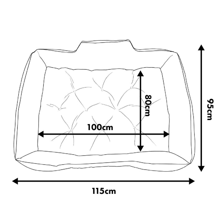 GreenBlue Pet Bed, Black, Rectangular, External Dimensions: 115x95 cm, Internal Dimensions: 100x80 cm GB240 BL